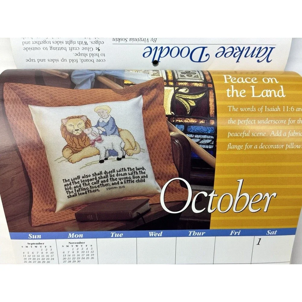 Calendar Cross Stitch 12 Patterns 1994 Rose Cat Daffodil Ballerina Car USA Bear
